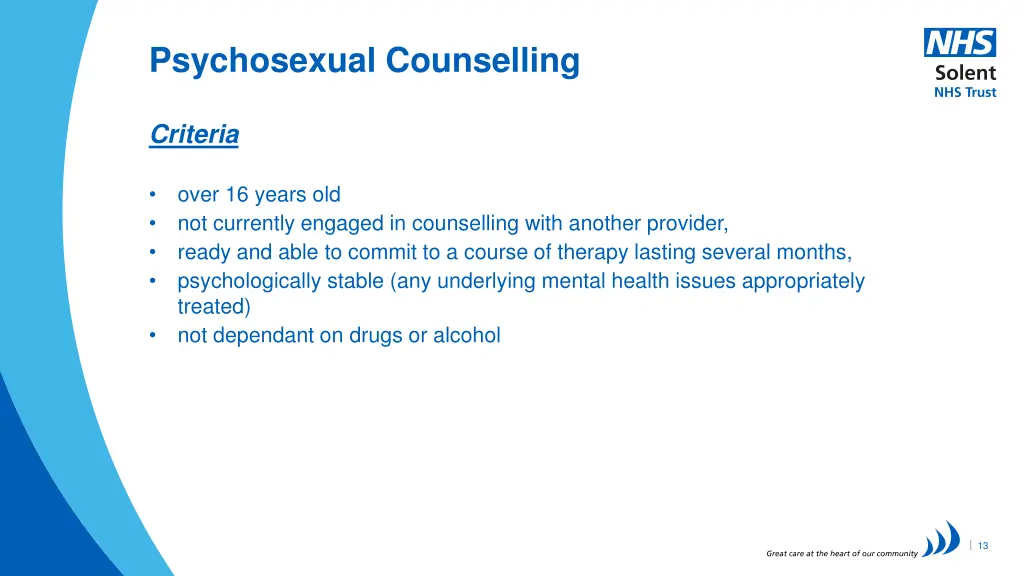 psychosexual counselling