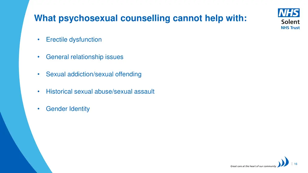 what psychosexual counselling cannot help with