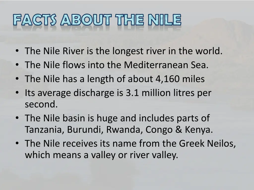 facts about the nile