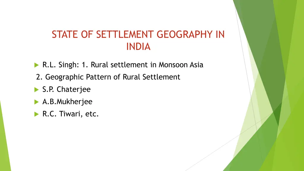 state of settlement geography in india