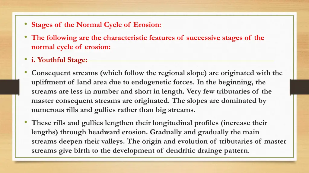 stages of the normal cycle of erosion