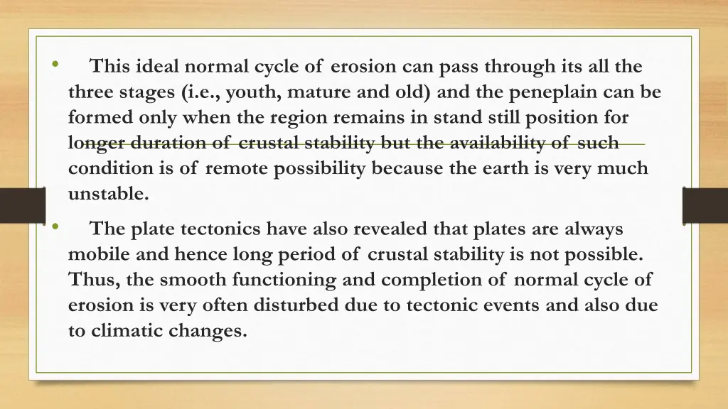 this ideal normal cycle of erosion can pass