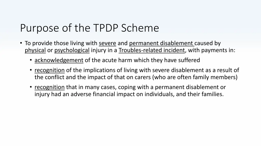 purpose of the tpdp scheme