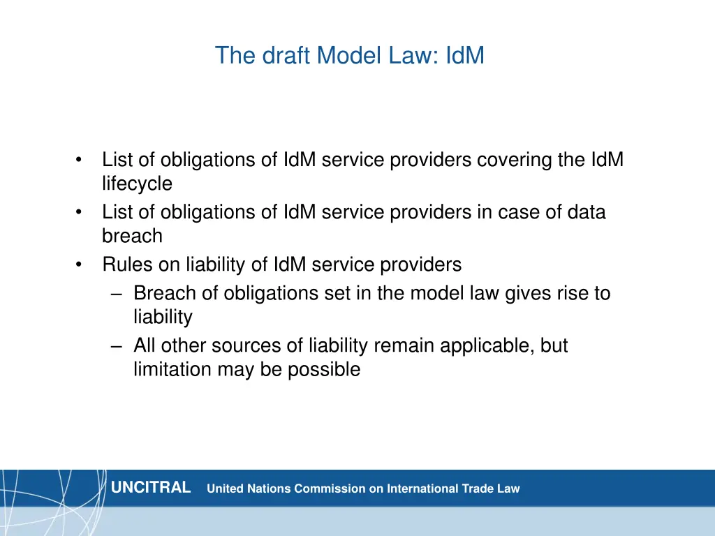 the draft model law idm 2