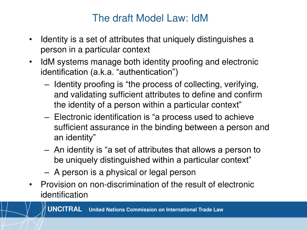 the draft model law idm