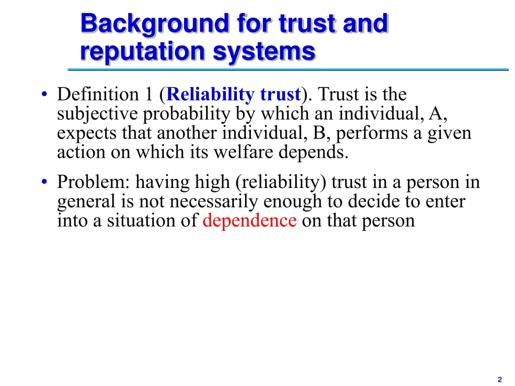 background for trust and reputation systems