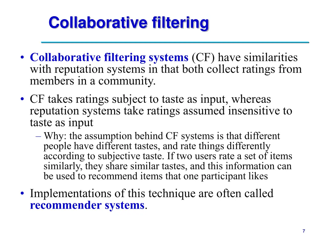 collaborative filtering