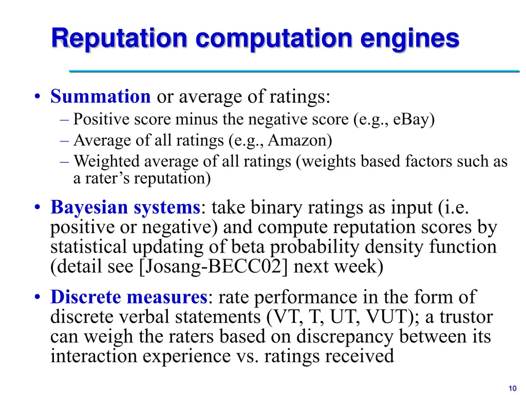 reputation computation engines