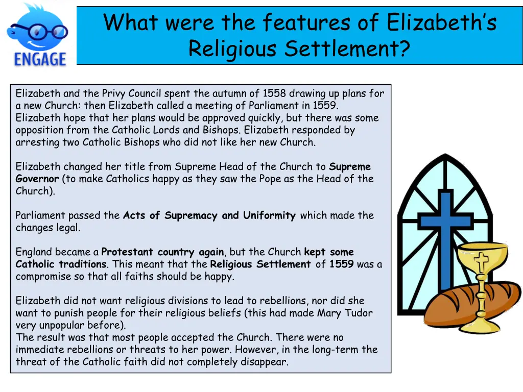 what were the features of elizabeth s religious