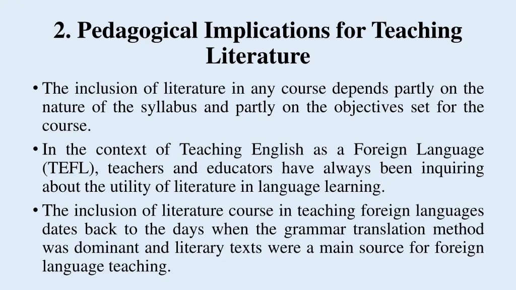 2 pedagogical implications for teaching literature