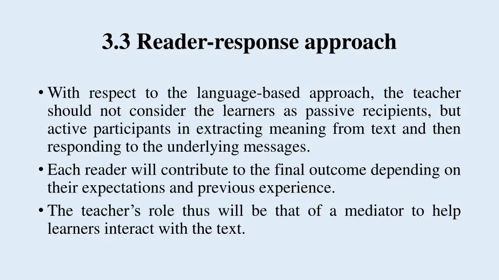 3 3 reader response approach