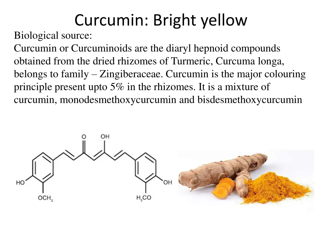 curcumin bright yellow biological source curcumin