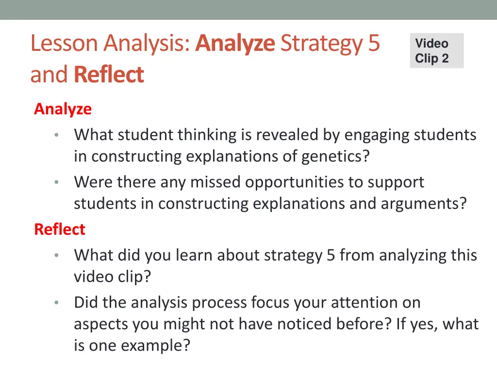 lesson analysis analyze strategy 5 and reflect