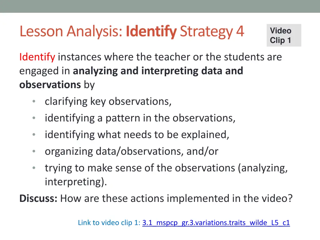 lesson analysis identify strategy 4