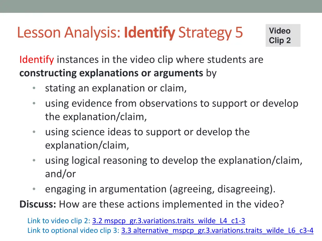 lesson analysis identify strategy 5