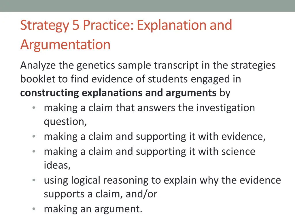 strategy 5 practice explanation and argumentation