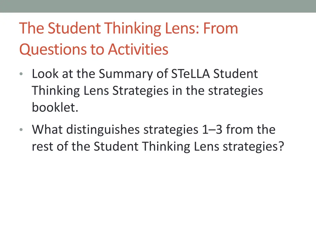 the student thinking lens from questions