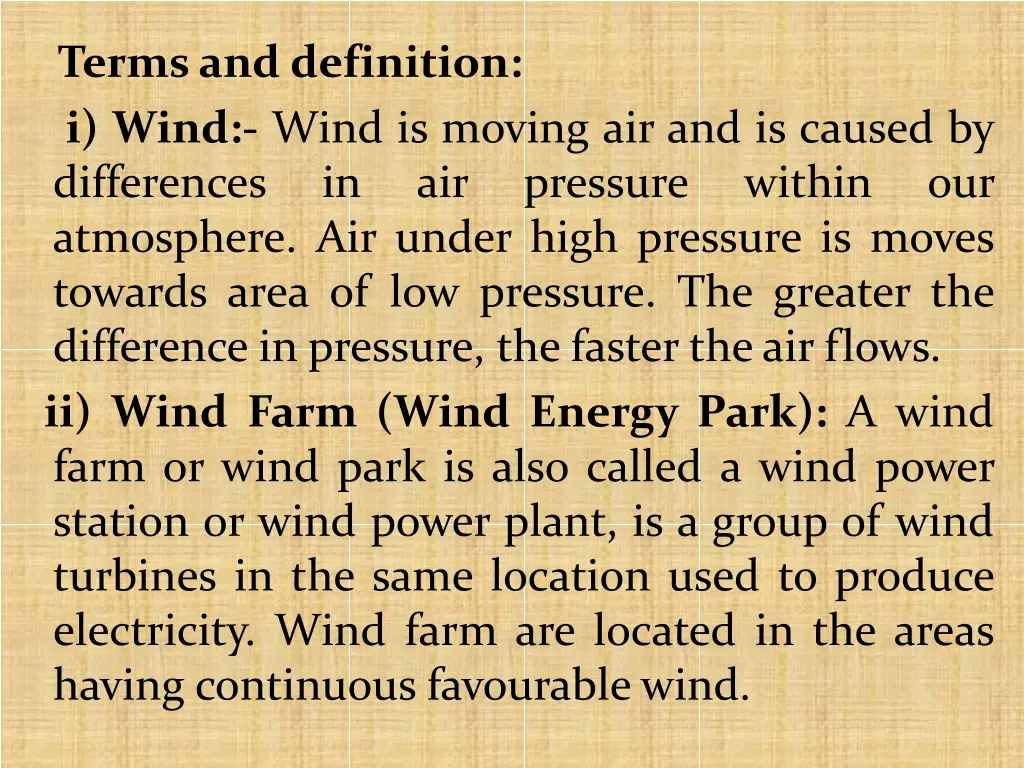 termsand definition i wind wind is moving