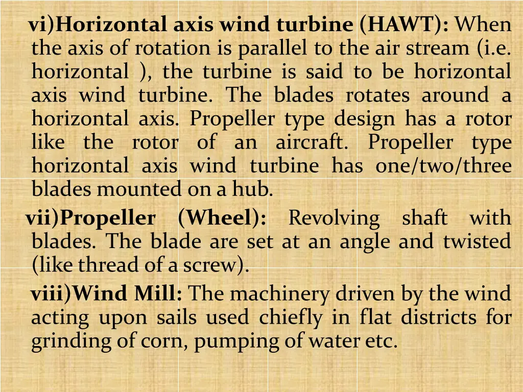 vi horizontal axis wind turbine hawt when