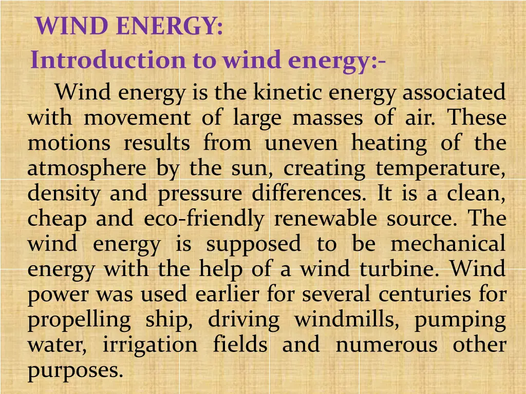 wind energy introduction to wind energy wind