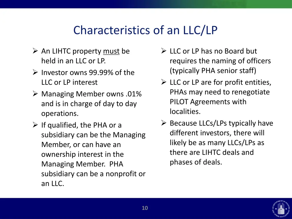 characteristics of an llc lp