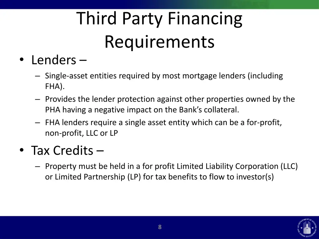 third party financing requirements lenders single