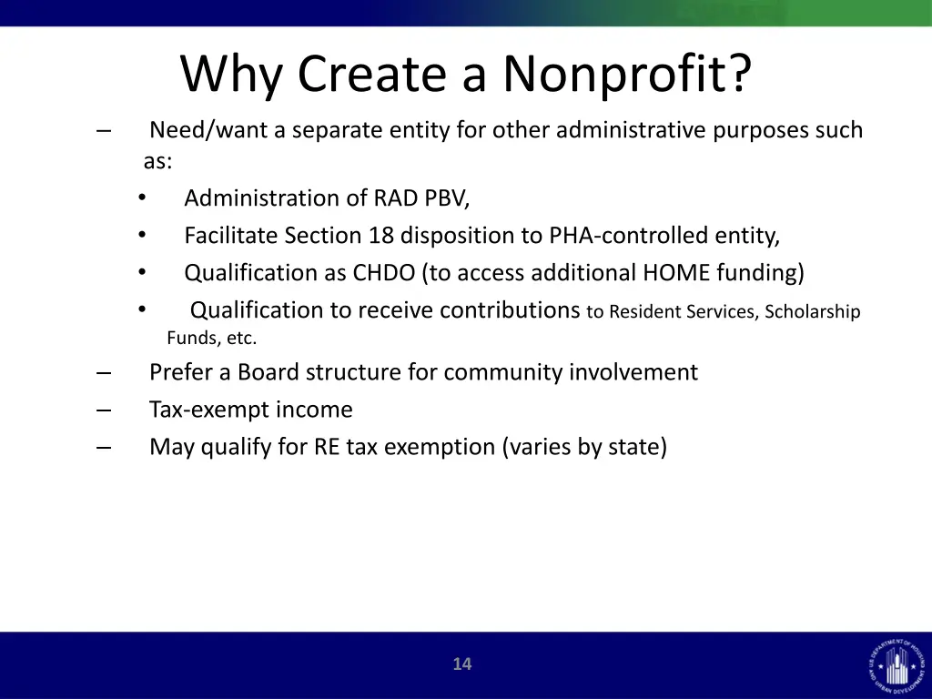 why create a nonprofit need want a separate