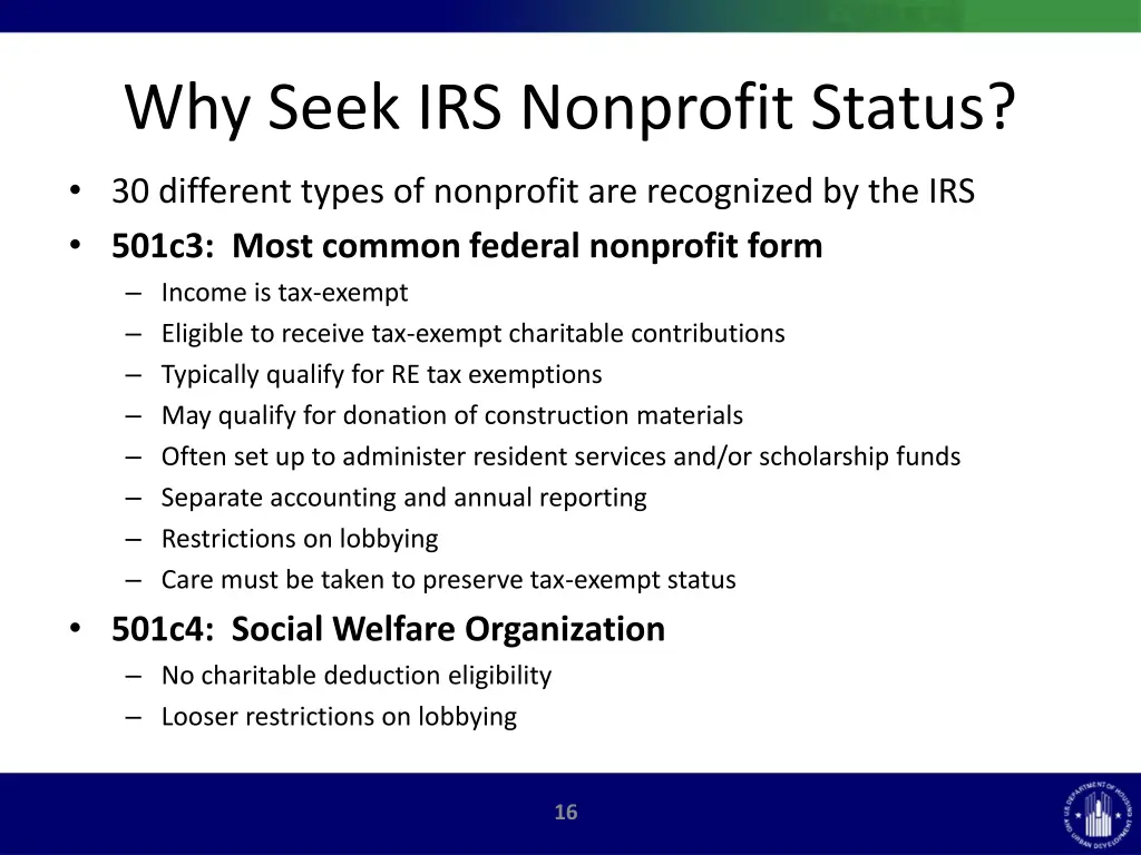 why seek irs nonprofit status