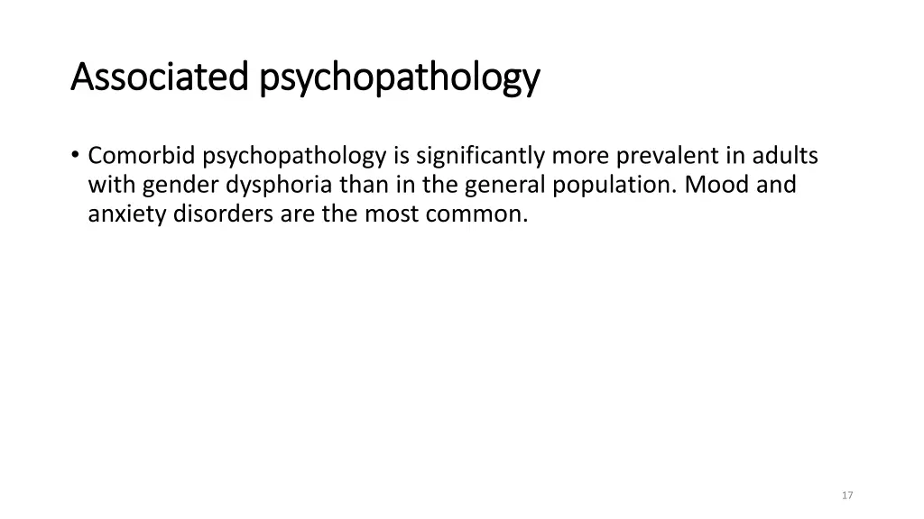 associated psychopathology associated