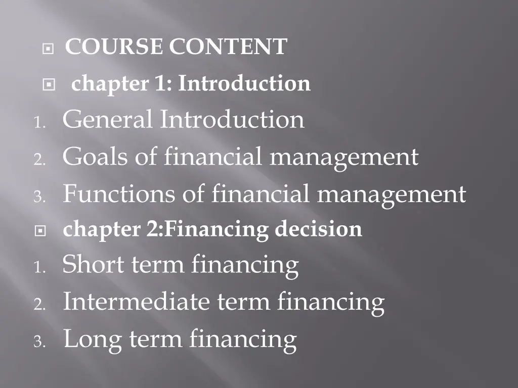 course content