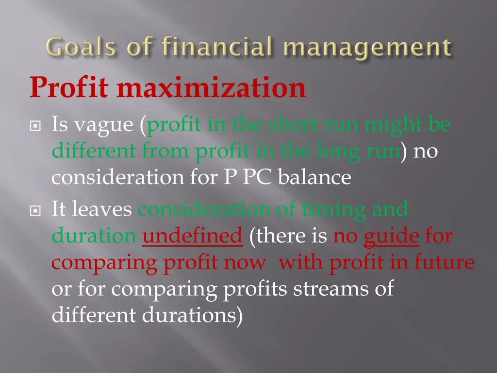 profit maximization is vague profit in the short