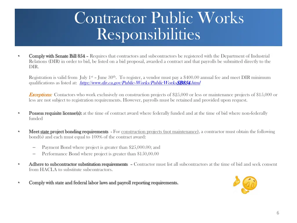 contractor public works responsibilities