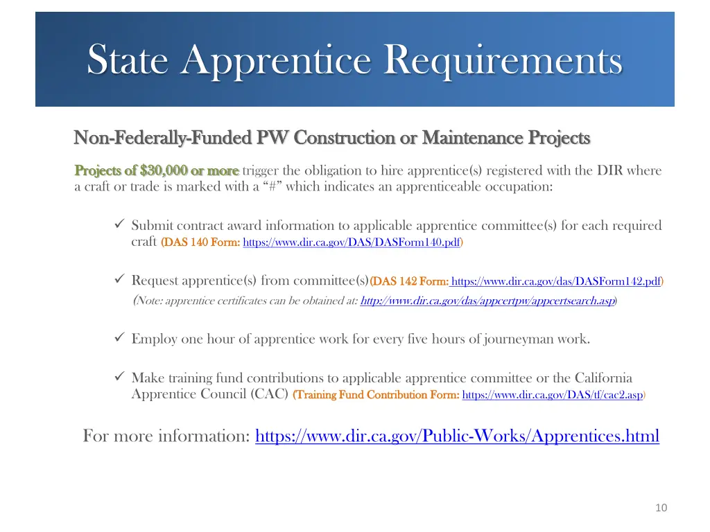 state apprentice requirements