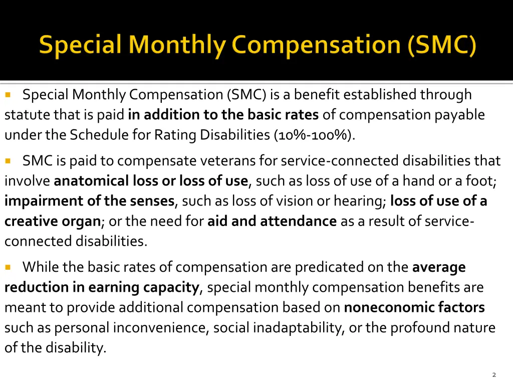 special monthly compensation smc is a benefit