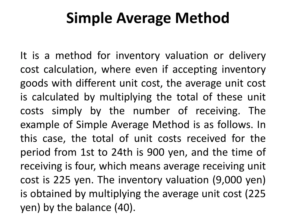 simple average method 1