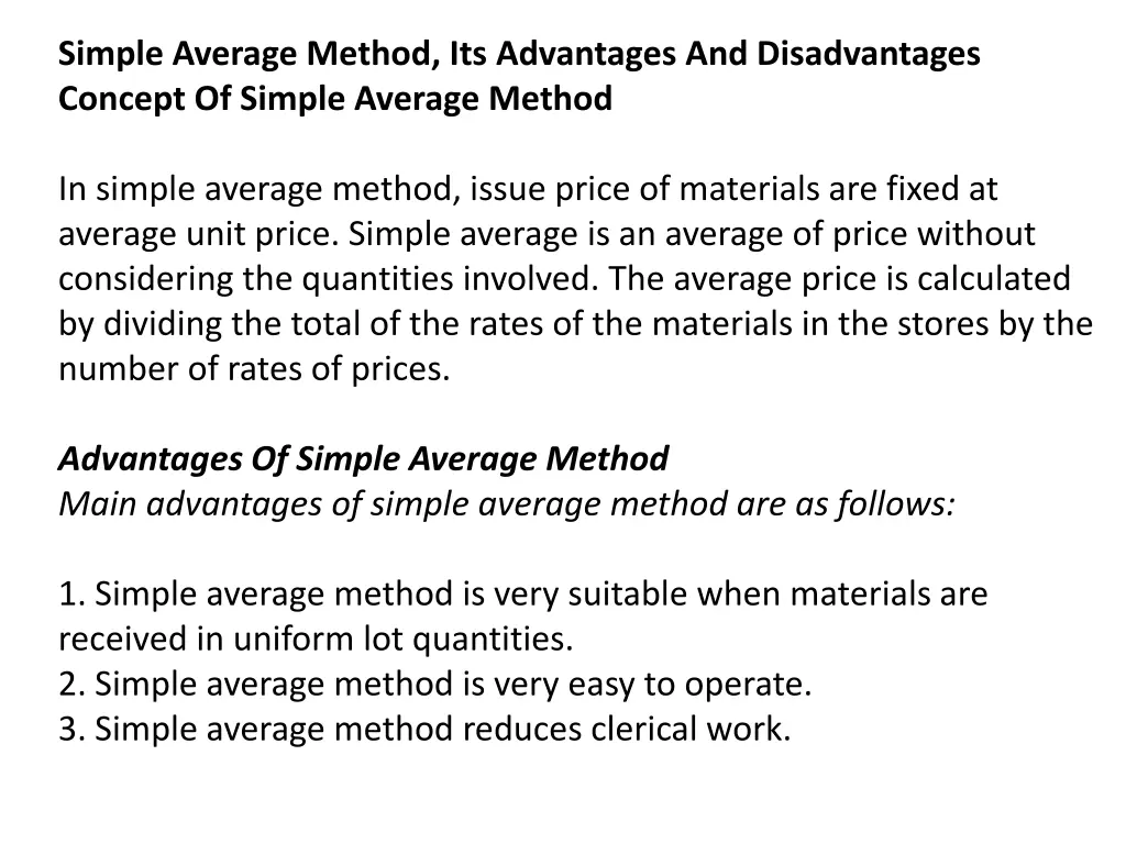 simple average method its advantages