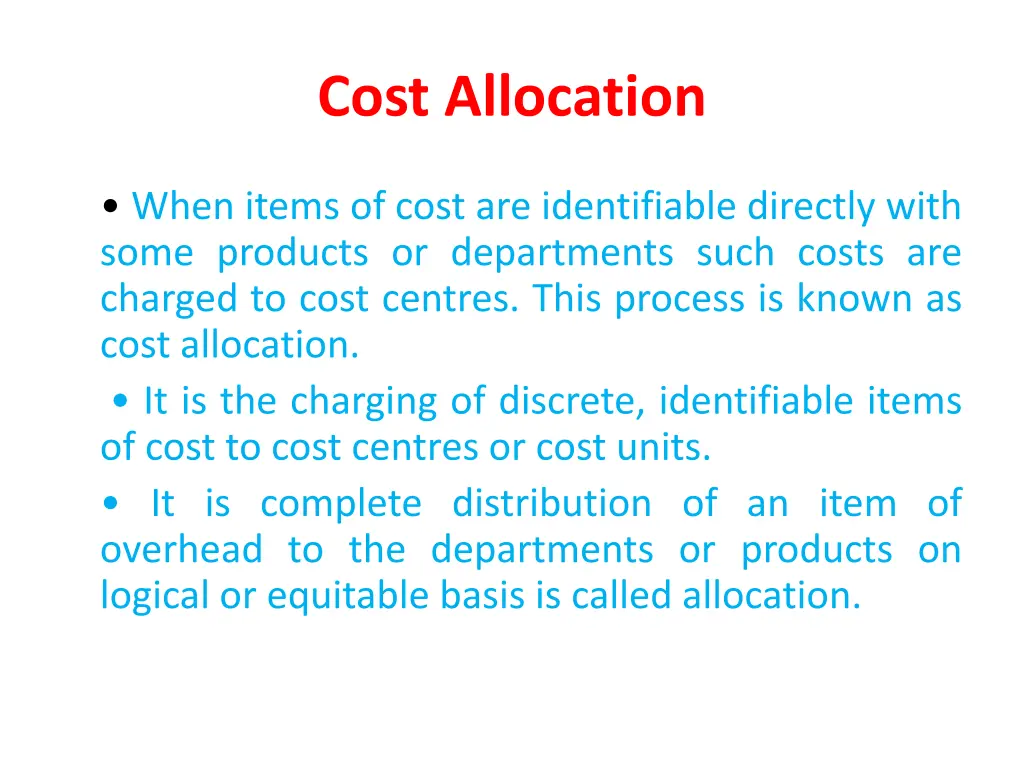 cost allocation