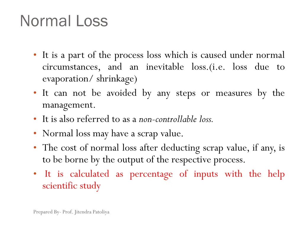 normal loss