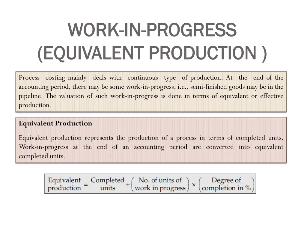 work work in equivalent production equivalent