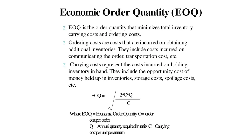 economic order quantity eoq