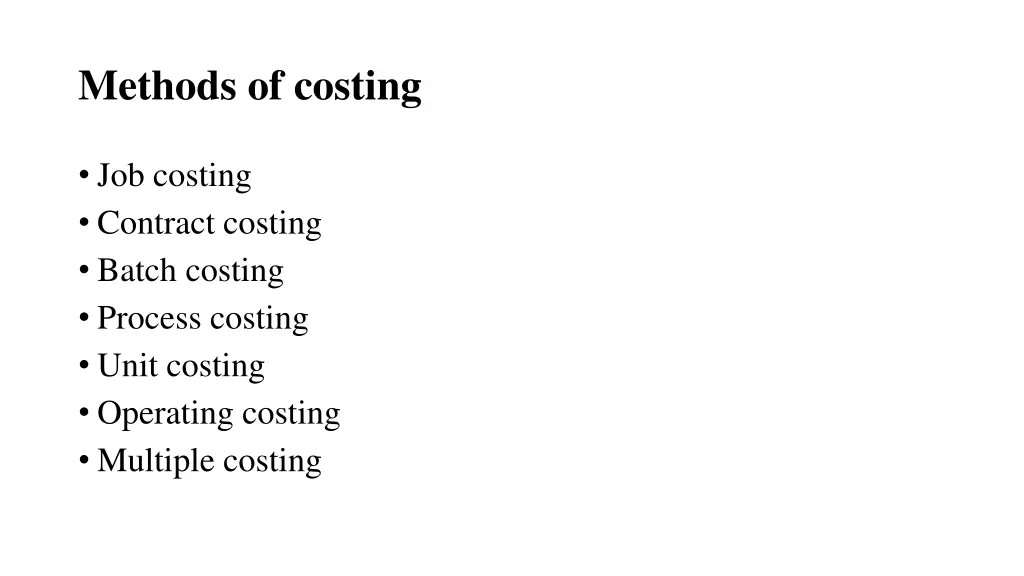 methods of costing