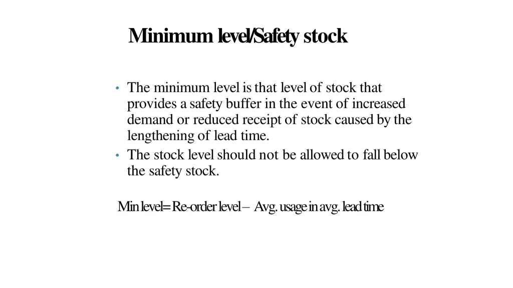 minimum level safetystock