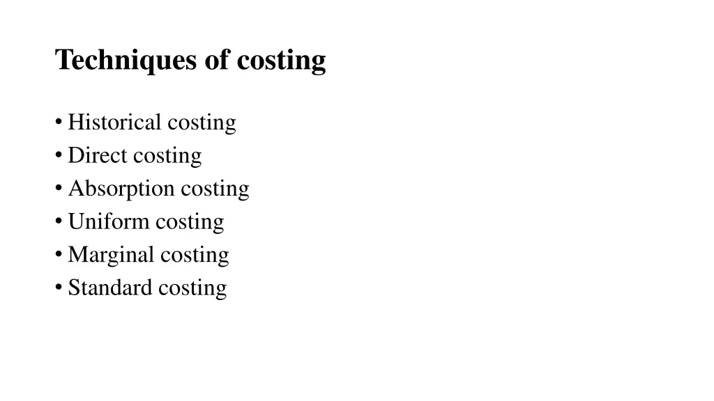 techniques of costing