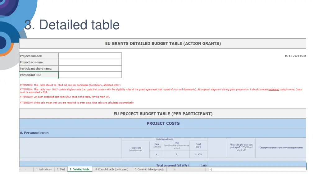 3 detailed table