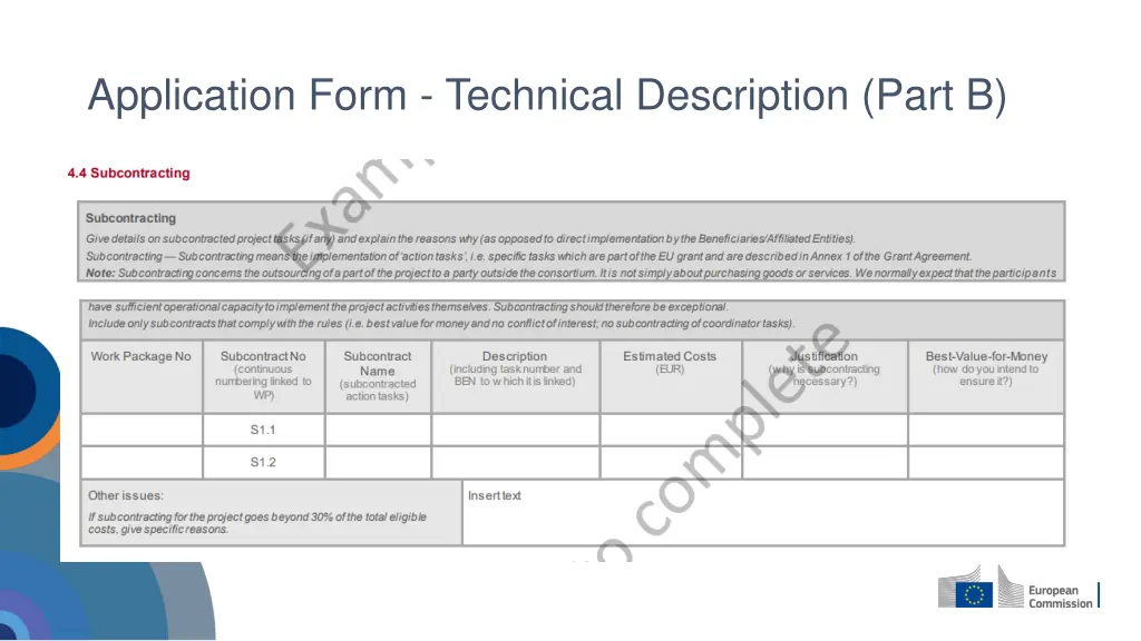 application form technical description part b