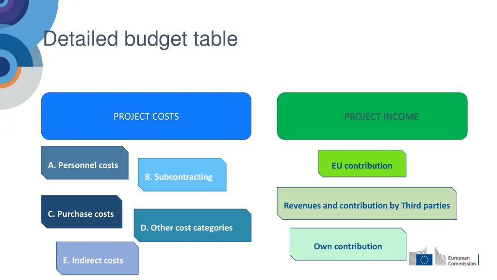 detailed budget table