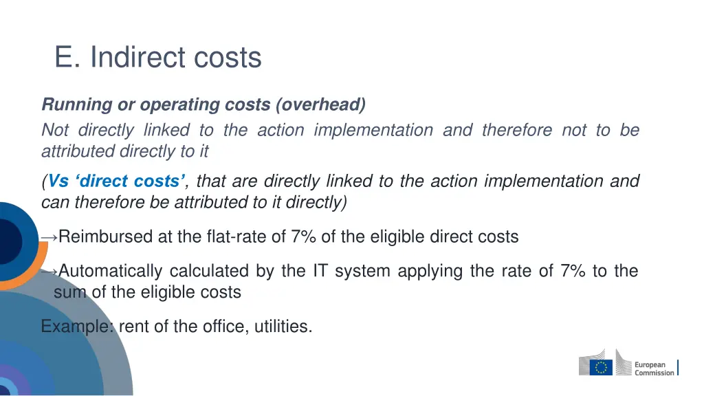 e indirect costs