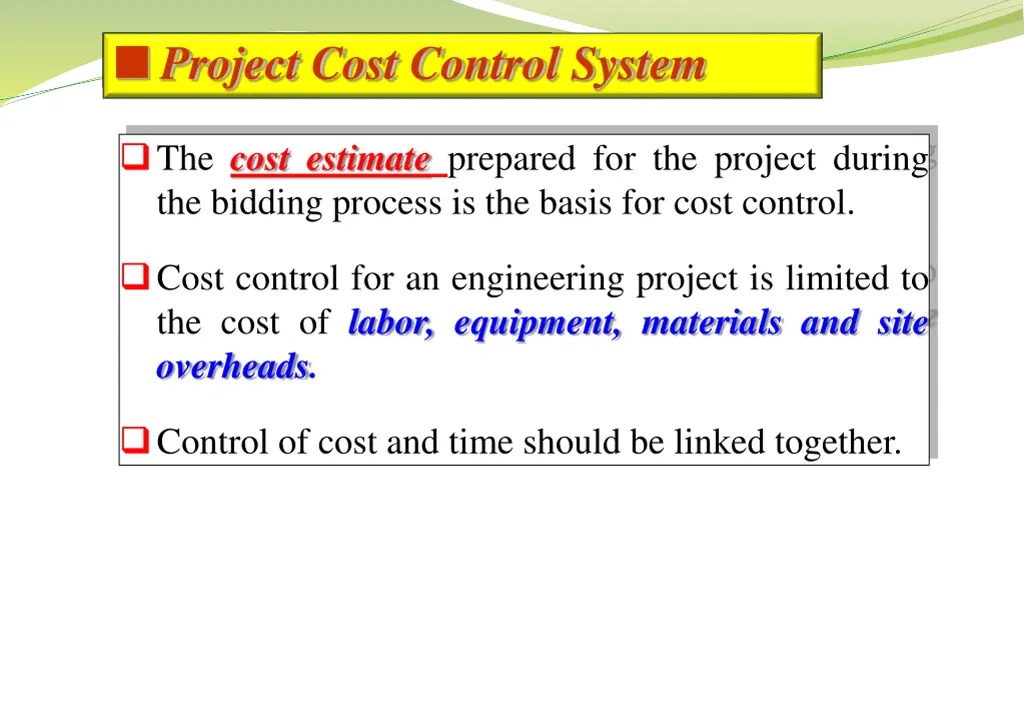 project time control project cost control system