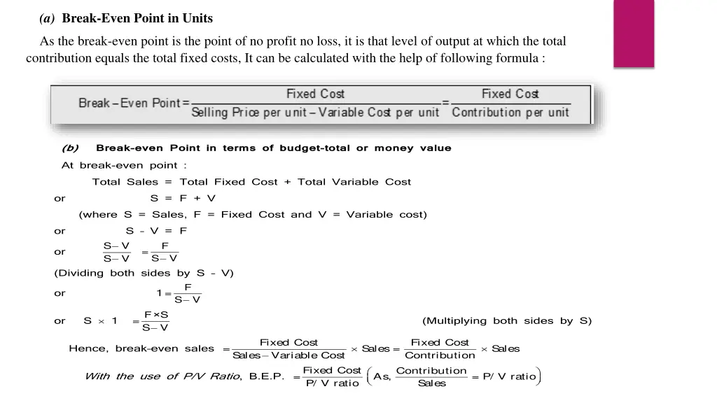 a break even point in units