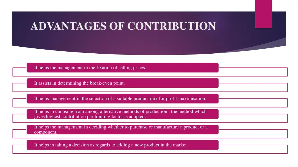 advantages of contribution